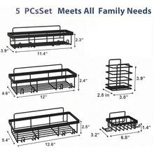 Bathroom Accessories 5-Pack Rust-Proof And Waterproof Shower Rack, No Drilling Required, Stick-On Storage Rack With Toothbrush And Soap Holder, Large-Capacity Storage Rack