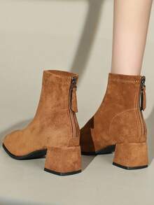 2025 Bottes polyvalentes pour femmes, Printemps/Automne, Bottes français à talon épais, Bottes de cheville fines