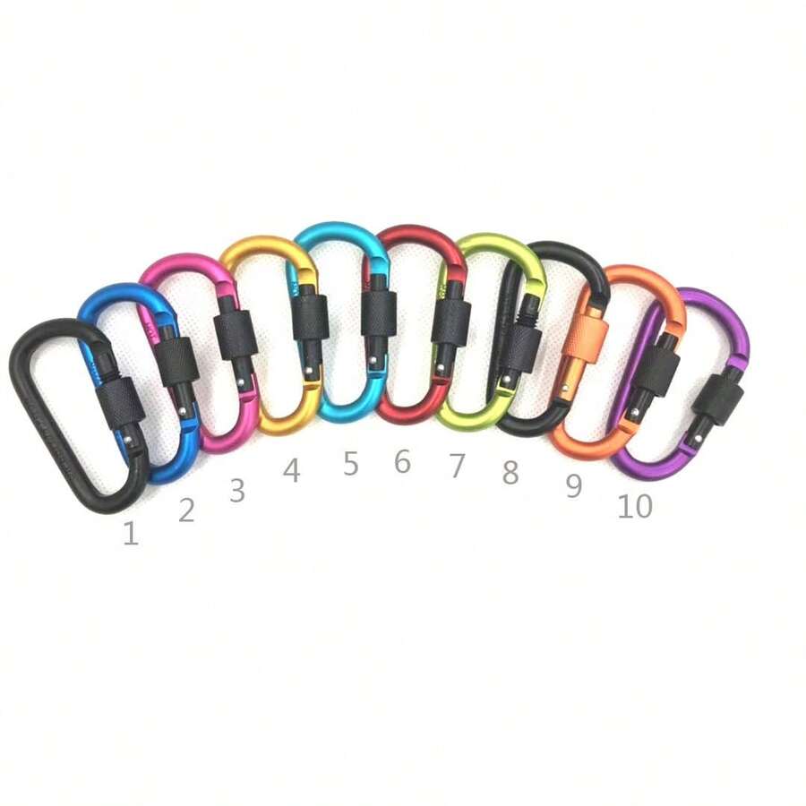 3/5 Pieces Set Of Outdoor Aluminum Alloy Climbing Carabiners Quick Hooks, Which Are No. 6 Locked Keychain Backpack Hooks, D - Shaped Locked Hooks And Wind Rope Hooks, With Random Colors.