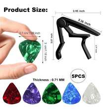 Capo, Guitar Capo For Acoustic And Electric Guitars With 5 Picks( Black) - JTPJ-003 - 查看 6