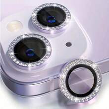 3pcs Bling Glitter Rhinestone Camera Lens Protector Compatible With Iphone 16 Pro Max Plus 16 15 14 13 12 Mini 11 Tempered Glass Protection Film Gift For Birthday, Family, Friends Sparkling Crystal, Lens Protector, Phone Accessories Waterproof Shockproof Anti-Fall Anti-Fall Scratch Resistant Anti-Fingerprint Full Cover - Mauve Purple - View 6