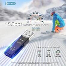 High Speed 2-In-1 Multi Card Card Reader USB 3.0 Mini SD TF Card Storage Flash Drive Adapter - Black - View 4