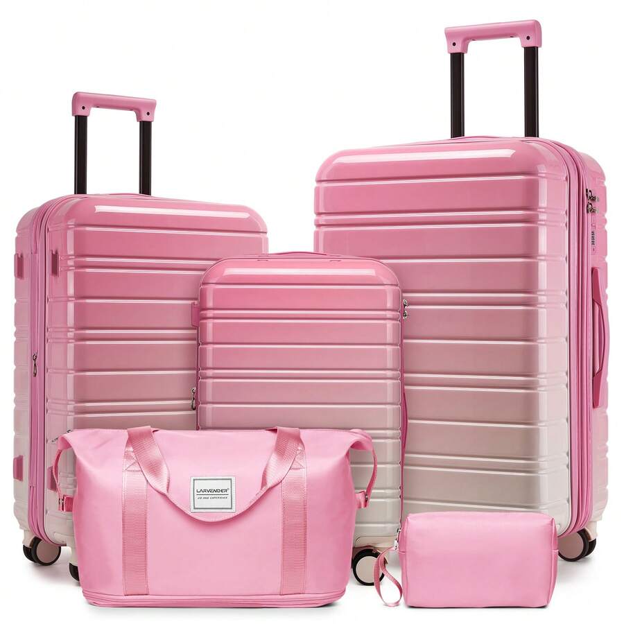 Luggage Sets 5 Piece Hardside Expandable Suitcase With Wheels Lock, Large Capacity Checked Luggage For Families, PC+ABS Hardside Lightweight Rolling Suitcase For Women And Men - 黑色 - 查看 1