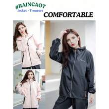 Waterproof Rain Jacket] Waterproof Lightweight Hooded Windbreaker - Women's Packable Active Outdoor Raincoat Jacket