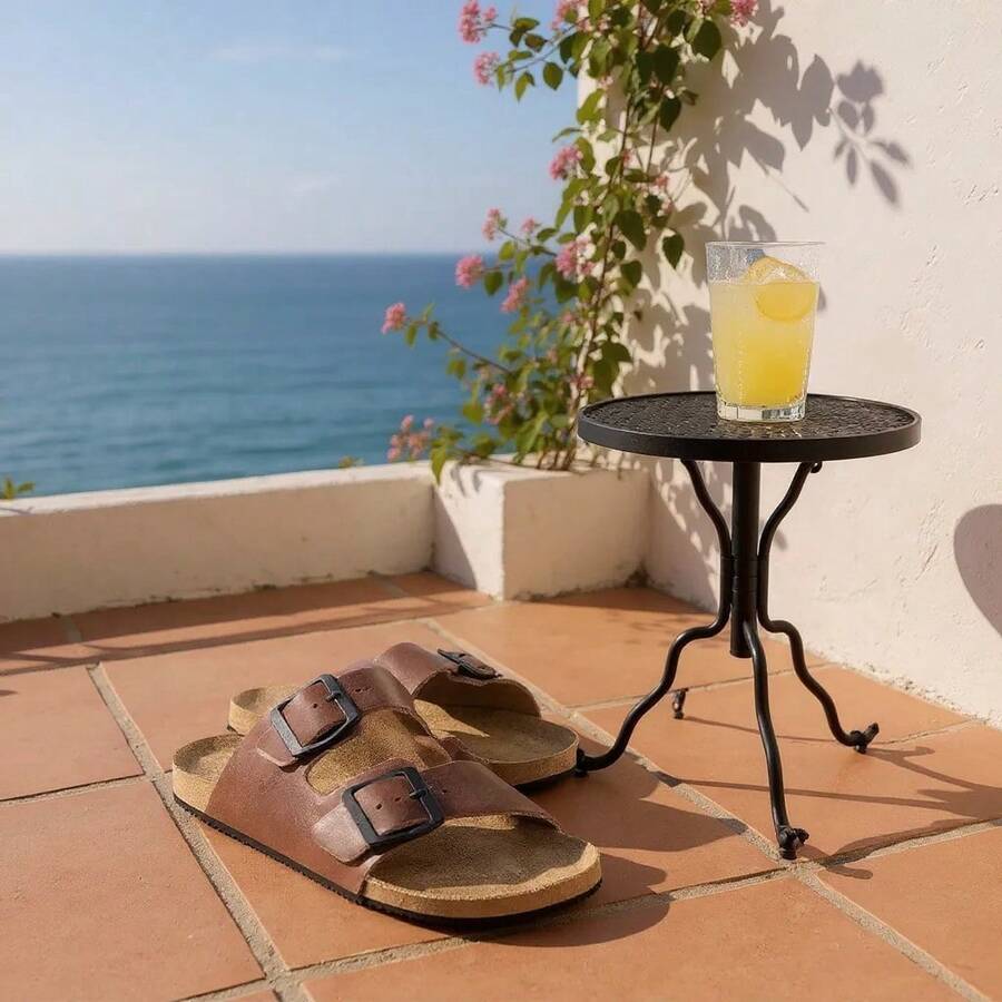 Sandals For Men In Black AN In Genuine Leather - Rỉ Nâu - Xem 1