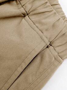 1 Stück Kleinkind Lässig einfarbige Hose mit Gummibund, geeignet für Outdoor-Tragen im Frühling und Herbst - Khaki - Übersicht 6