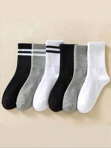 5 Pairs Of Men's Socks, Versatile, Ins , New Style For Spring And Autumn, Suitable For Men, Couples, Sports. Mid-Calf, Odor-Resistant, Men's Basketball Long Socks, Shipped Randomly.