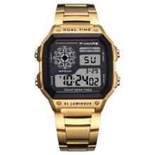 Men's Luxury Retro Alloy Watch LED Digital Sports Watch Waterproof Military Tactical Luminous Watch Backlight Wrist Watch - 黃色 - 查看 1