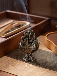 1 pieza Quemador de incienso vertical mini de aleación hueco, soporte de incienso portátil, ornamento de sobremesa, quemador de aromaterapia para el hogar, decoración de escritorio