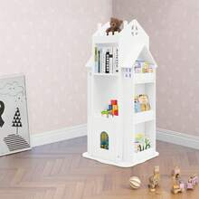 Rotating Bookshelf Book Display Shelf Floor Standing Bookshelf - White - View 10