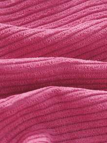 2 Peças Conjunto de Jaqueta e Calça de Veludo Canelado Sólido, Macio e Confortável, de Manga Longa, Adequado para Uso Externo, Outono/Inverno - Pink - Visão 10