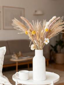 1 Stück/Set Weiße Vase - 3/1 dekorative kleine Vasen, moderne bohemian rustikale Heimdekoration, inklusive Schilfrohr und getrocknete Blumen Dekoration, kreativer Ständer, kann auf Schreibtisch, Bücherregal, Eingangsbereich platziert werden - Retro Morandi Vasensatz, Handwerksausstellung, TV-Schrank Soft-Dekoration, beige Vase, Blumengeschenk, Geburtstags- oder Abschlussgeschenk - Verschiedenfarbig - Übersicht 3