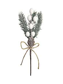 Christmas Pine Needle Red Berry Stem Decor, Artificial Pine Needles, Pine Cones, Berries, Snow Flakes, Jute Rope Red Berries Stem