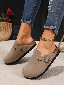 Chinelos femininos elegantes e versáteis - Sapatos baixos com palmilha de cortiça confortável para conforto e elegância ao ar livre