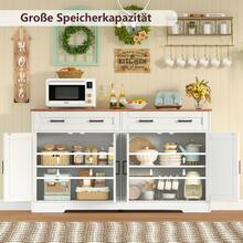 Buffetschrank mit Stauraum, großer Sideboard-Buffetschrank mit 3 Schubladen, Bauernhaus-Kaffeebarschrank, Holz-Buffettisch für Küche, Wohnzimmer, weiß