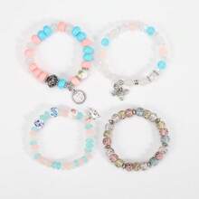 4Pcs/Set Fashion Bohemian Butterfly Elephant Pendant Multi-Layer Bracelet Women's Hand Chain Bracelets For Party, Daily, Gifts - 混合 - 查看 2