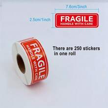 250pcs Red Fragile Warning Label Stickers Handle With Care For Shipping And Packaging Self-Adhesive Labels, Label Stickers - 3x1 Inch 250 Pieces - View 1