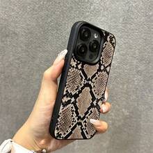 1 件复古奢华风格蛇皮纹 TPU 手机壳，适用于 //Redmi - 黑色 - 查看 2