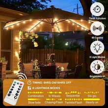 Solar Patio Umbrella Lights Cordless Lighting With Remote Control 8 Brightness Mode 104 LED Patio Light Wireless Battery Operated Waterproof For Patio Backyard Umbrella Outdoor Garden Decor(Solar/Battery Powered,With/Without Remote Control ) Fall Decor House Decor Outdoor Decor