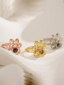 Customized Dog Paw Projection Ring, Pet Photo Ring, Pet Memorial Jewelry, Projection Jewelry, Puppy Photo Ring, Gift For Mom, Christmas Gift For Her