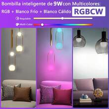 Glückluz Foco Inteligente, RGBCW 9W 820lm Smart LED Bombilla Bulb, Cambio de Color Regulable Bluetooth Control de APP Luz para Dormitorio, Cocina, Fiesta (4 Piezas)(No compatible con alexa &amp; Wifi) - negro - Ver 2