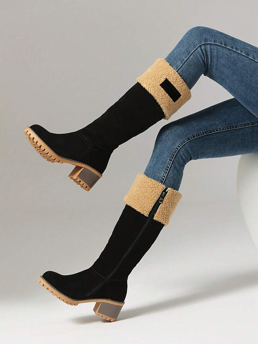 Nuevas botas de media pantorrilla de moda para mujer, botas cortas versátiles y casuales, zapatos negros