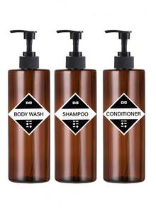 3PCS 500ml Shampoo And Conditioner Dispenser, Refillable Shampoo Pump Bottles For Shower Soap - Empty Body Wash Dispenser Set For Bathroom
