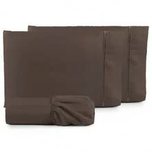 Ponto Palito Bed Sheet Set Kit Single/Double/Queen/King MicroPercal 4 Pieces With Pillowcase 400 Thread Count - Rust Brown - View 2