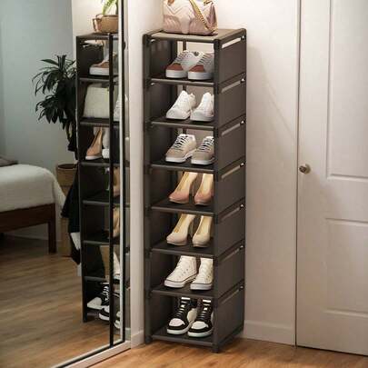 1 Giá để giày 4/5/6/7 tầng màu đen và trắng có thể tháo rời, Tủ đựng giày nhiều tầng, Chống bụi và chống nước, Tủ đựng giày dung tích lớn cho gia đình