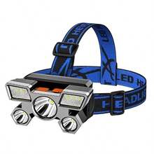 1入組強大可充電頭戴閃光燈,適用於釣魚led頭燈、露營頭燈、狩獵手電筒、徒步前燈 - 橘色 - 查看 7