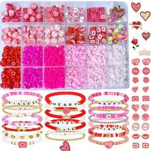 1 caixa com 24/18/15 compartimentos, contas de argila, pulseiras de casais da amizade, kit para fazer joias, pérola falsa, pingente de carta de amor em formato de coração e rosa de argila de polímero, carta de tartaruga marinha, concha de estrela do mar, estilo oceano, adequado como presente decorativo fofo para festa de fim de ano