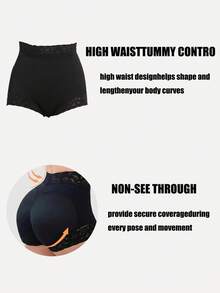 Plus Size Butt Shaper Lace Waist Cincher Shorts, High Waist Tummy Control Shapewear Panties
