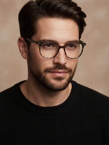 1 pieza Gafas de moda clásica para hombres, de material PC, con lentes de alta definición, ligeras, que favorecen el rostro, minimalistas y elegantes, adecuadas para uso diario, oficina, computadora, escuela, maestros, estudiantes, unisex