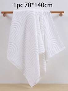 1pc Bath Towel / 2pcs (Bath Towel + Towel) Jacquard Design Large Bath Towels, Essential For Bathroom, Can Be Used As Towels Or Bath Towels, Available In Multiple Sizes, Convenient For Home, Travel, And Hosting Guests, Made Of Terry Cloth Material, Highly Absorbent, Soft Touch, Suitable For Bathroom, Swimming Pool, And More, Enjoy A Luxurious Experience, An Essential Home Item - White - View 3