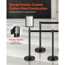 Stanchion Post, 8 Pcs Crowd Control Barrier With 8 Retractable Belts & 2 Sign Holders, Carbon Steel Stanchion Post Queue With Sand Injection Hollow Base For Theater, Party, Wedding, Exhibition - 8 Pcs - View 2