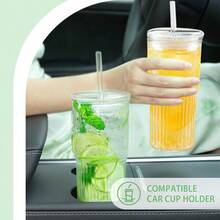 Glass Cups With Lids And Glass Straws High Borosilicate 20OZ Tumblers 2Pcs For Coffee Tea Juice Smoothies Hot/Cold Drinks At Home Office - 4 塊玻璃 - 查看 5
