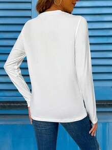 Women I Sought Lord Religious Long Sleeve Tee, Bold Inspirational Verse Print Soft Breathable Casual Faith Top Ideal Christian Gift Daily Wear - 白色 - 查看 2