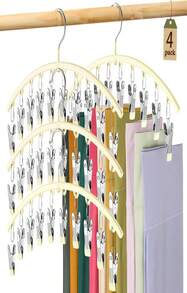 Volnamal Legging Organizer For Closet, Metal Yoga Pants Hanger W_Rubber Coated 2 Pack W_10 Clips Hold 20 Leggings, Hangers Space Saving Hanging Closet Organizer For Closet Organizers And Storage-Grey - ColorC - 查看 1