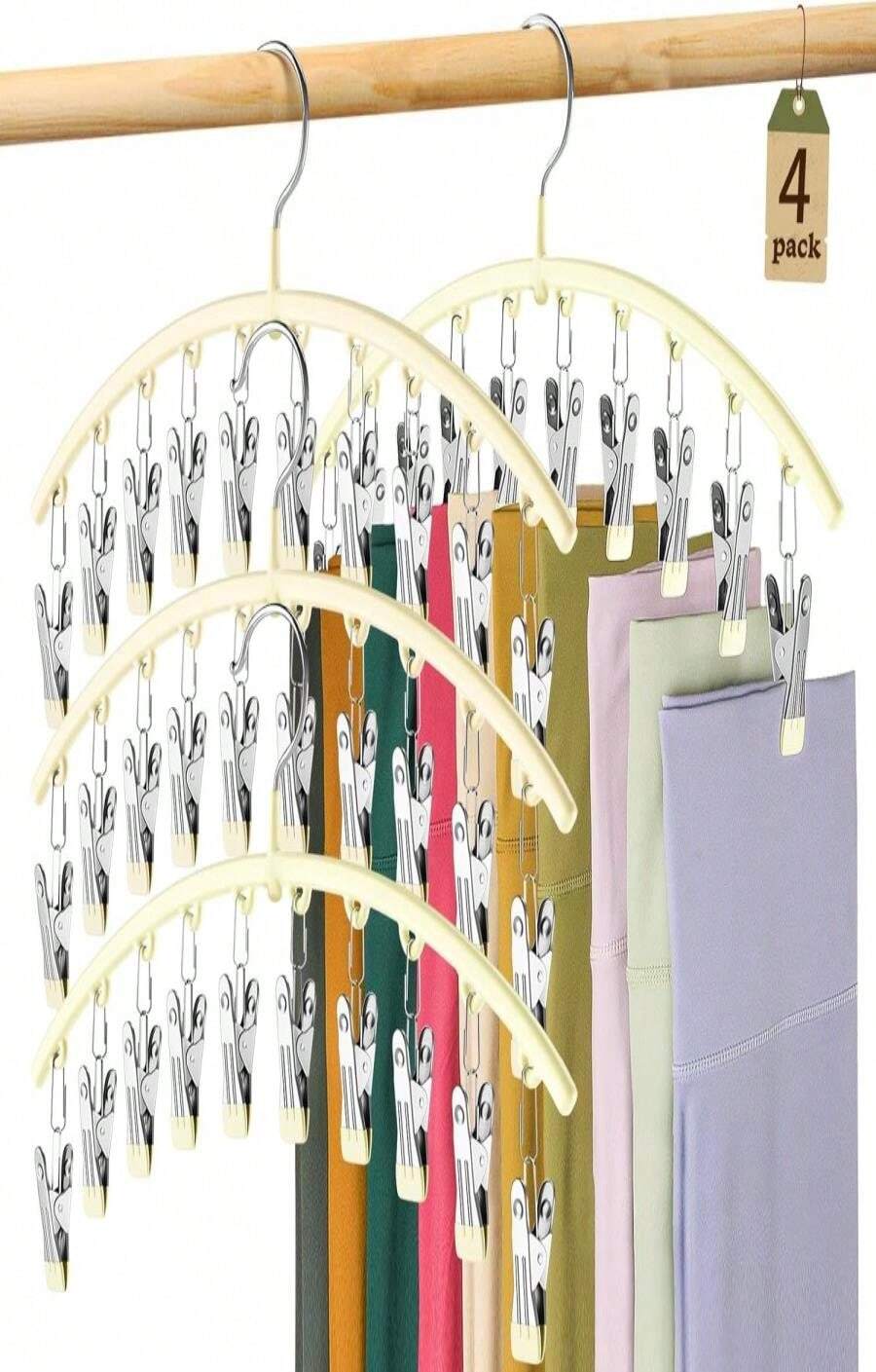 Volnamal Legging Organizer For Closet, Metal Yoga Pants Hanger W_Rubber Coated 2 Pack W_10 Clips Hold 20 Leggings, Hangers Space Saving Hanging Closet Organizer For Closet Organizers And Storage-Grey - ColorC - 查看 1