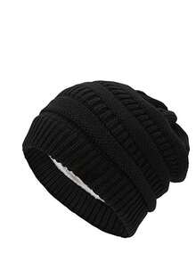 1 Stück Damen Lässig einfarbige gestrickte thermisch gefütterte 5-zackige Sternmütze für Winter und Herbst