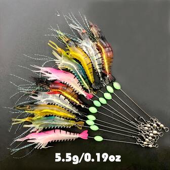 1/5/10pcs Luminous Shrimp Shaped Realistic Shrimp Bait, Used For Effective Fishing - Artificial Bait And Hooks For Saltwater And Freshwater Fishing