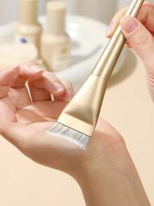 鱼尾粉底刷超细不沾粉，新月形直扁头，无痕遮瑕液粉底底妆刷，赠品 - 彩色 - 查看 3