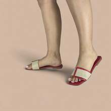 Women's Flat Sandals Comfortable Flip Flops With Luxury Strap Elegant Buckle - 紅色 - 查看 3