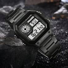 Men's Luxury Retro Alloy Watch LED Digital Sports Watch Waterproof Military Tactical Luminous Watch Backlight Wrist Watch - 金色 - 查看 5