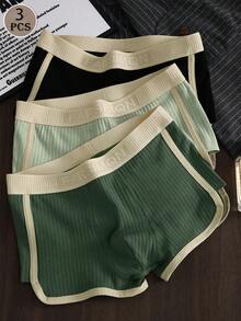 3 件装男士时尚腰带弹性柔软透气舒适平角内裤