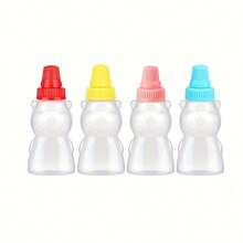 4pcs Mini Sauce Bottle Set - Portable Oval Plastic Containers For Ketchup, Soy Sauce, Honey, Salad Dressing, Animal Themed, Hand Wash Only, Suitable For Lunch Box And Picnics, Kitchen And Dining Use - Multicolor - View 9