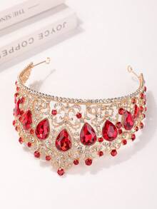 Vương miện cô dâu phong cách Baroque sang trọng, kèm băng đô đính đá quý hợp kim vàng. Thích hợp cho đám cưới, tiệc sinh nhật, tiệc Halloween, trang trí trang phục nữ. - màu đỏ - Xem 5