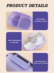 Personalized Customized Name Lunch Box (Free Fork, Spoon), Adult Or Child Boy And Girl Containers, 3 Compartments, Lunch Food Container With Cutlery, Sauce Jar, Pancake Liner, Microwave And Dishwasher , Back To School Lunch Box To Avoid Confusion - Multicolor - View 9