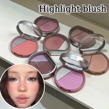 闪耀高光腮红盘，质地细腻，持久，防水，防汗，低饱和度哑光轮廓，多功能女性彩妆，疯狂妆容，美妆创作，学校，旅行，婚礼，角色扮演，情人节，万圣节，圣诞节 - 彩色 - 查看 11