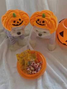 1个宠物冬季保暖南瓜造型宠物头箍趣味配饰南瓜帽猫咪头箍可爱宠物头箍 - 橘色 - 查看 8